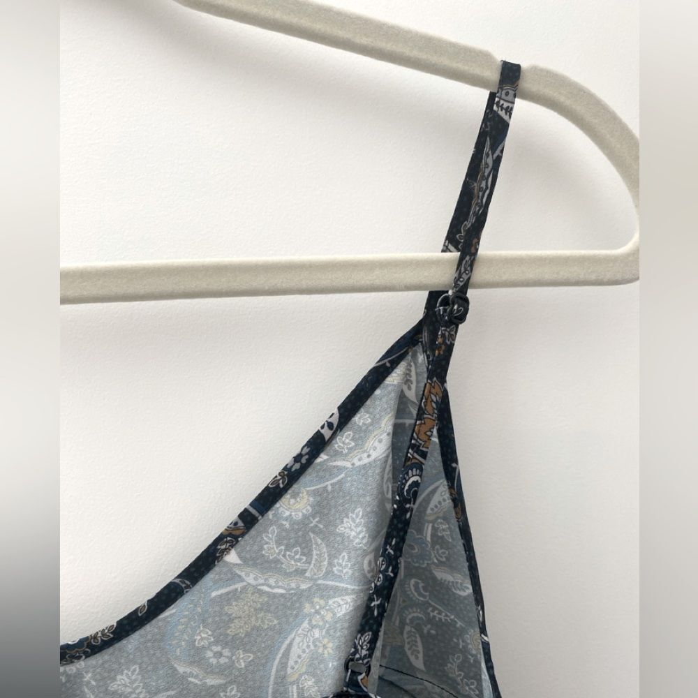 Veronica Beard Silk Dark Teal Floral Camisole Women’s Large Cami Top Fairy Boho - Picture 9 of 11